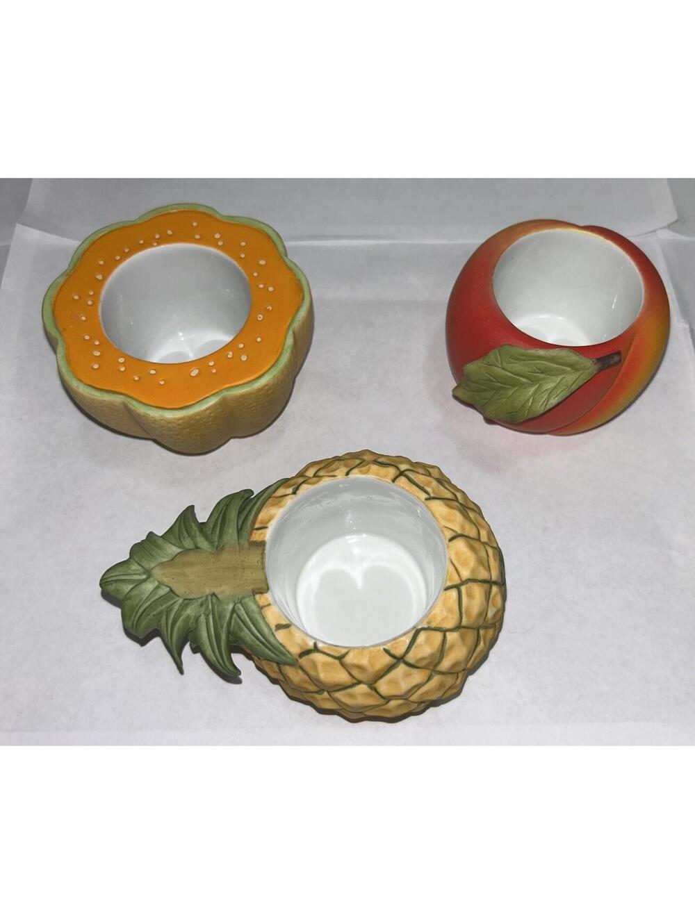 Partylite Fruit Splash Ceramic TeaLight Candle Holders Set of 3